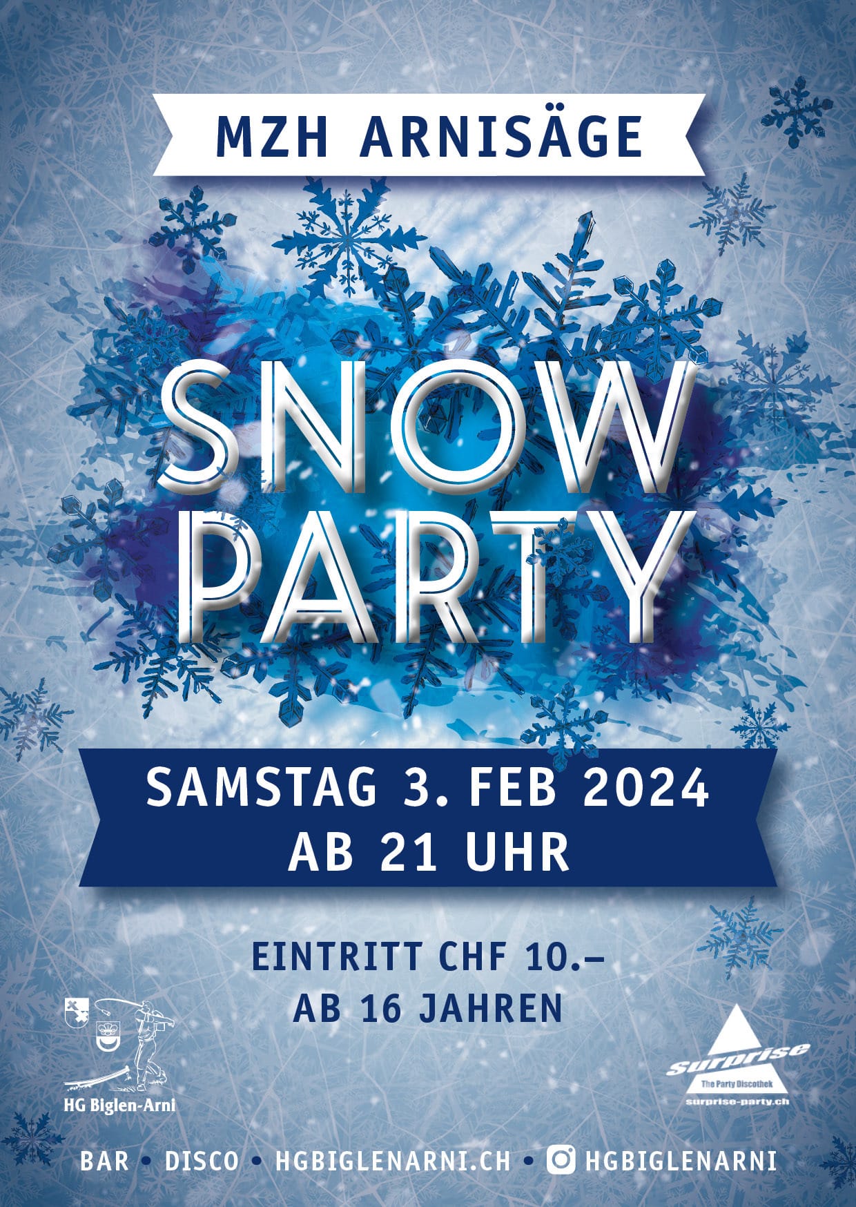 Snowparty Flyer 2024 Samstag 